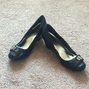 Style&Co Black Buckle Wedges